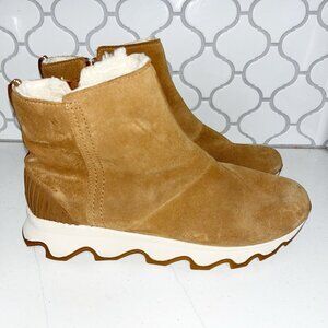 Sorel Slouch Kinetic Ankle Boot Comfort Casual Snow Camel Sherpa Women’s Sz 10